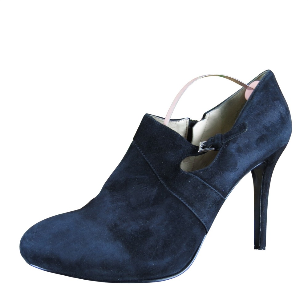 Nine West Marielle Black Suede Leather High Heel Bootie Women's 9.5 Stiletto Zip